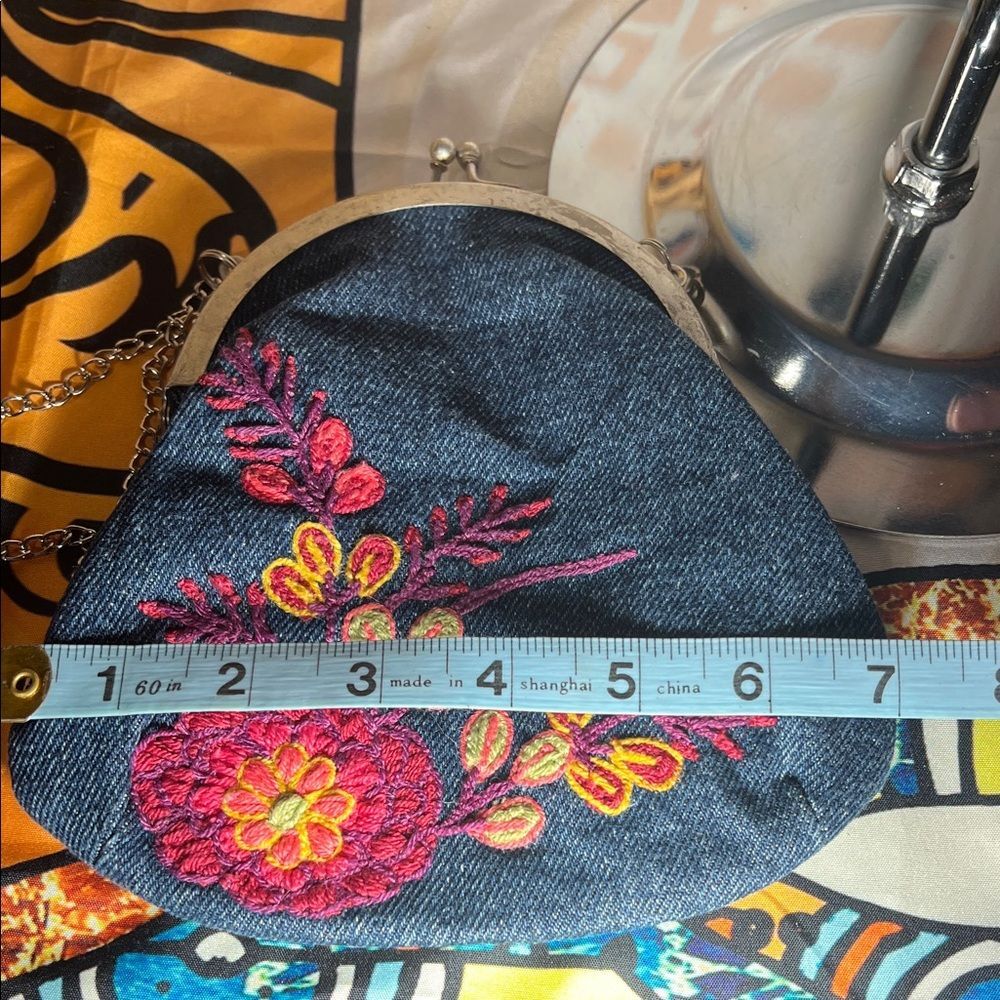 Lucky Brand Blue Crossbody Bag with Floral Embroidery - Picture 5 of 10